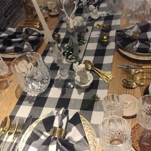 Partisout Buffalo Check Table Runner Checked Table Runner with Tassel Bluffalo Plaid Table Runners Washable Cotton Linen Table Cover Gingham Table...