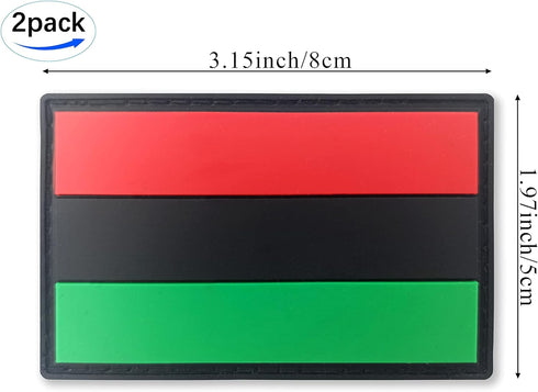 JBCD Afro American Flag Patch Pan African Tactical Black Liberation Patch - PVC Rubber Hook and Loop Fastener Patch, 2 Pack...