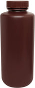 EISCO Reagent Bottle, Amber, 1000mL - Wide Mouth with Screw Cap - HDPE Labs...