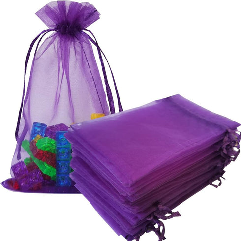 4x6 Inch Organza Gift Bags with Drawstring for Jewelry,Candy,100 Pcs Purple Sachet,Sheer Fabric Mesh Pouches for Baby Shower,Girl Birthday Present...