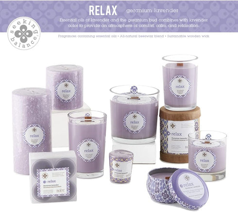 Root Candles Seeking Balance Small Spa Candle, 6.5-Ounce, Relax: Geranium Lavender...