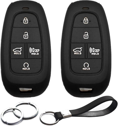 2pcs Compatible with Hyundai Palisade Tucson Santa Cruz Santa Fe Sonata Ioniq Key Fob Cover Case Key Chain Protector Keyless Entry Remote Smart 5 ...