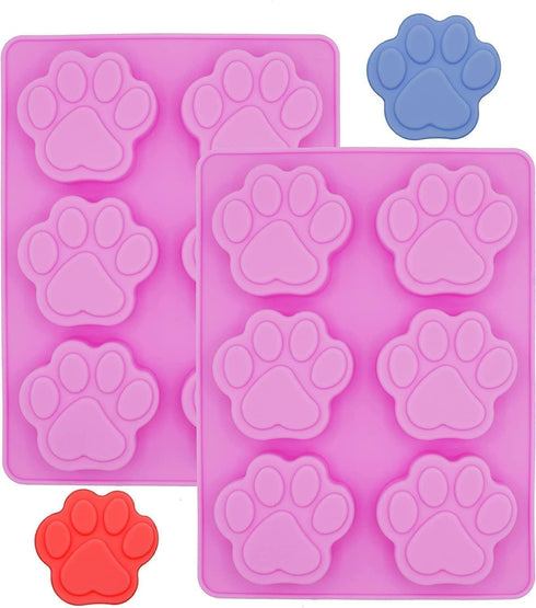 Cat Paw Chocolate Silicone Mold 2PCS-6 Cavity Puppy Dog Paw Shaped Candy Cookie Silicone Mould Ice Cube Tray Homemade Dog Treats Baking Tools...
