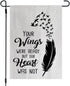 Memorial Day Garden Flag - Outdoor Gravesite Feather Saying Decor - Your Wings Were Ready But Our Hearts Were Not Garden Flag - New Home Yard Flag...