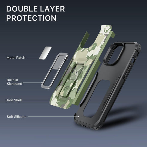MYBAT Pro Stealth Series Phone Case for iPhone 14 Pro Case with Stand 6.1",Support Magnetic Car Mount, Heavy Duty Military Grade Drop Protective R...