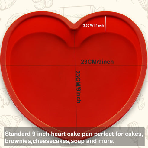 QTECLOR Silicone Heart Shaped Cake Pans, Nonstick Heart Cake Mold, Heart Shaped Baking Pans for Cakes and Brownies, Easy Clean, Freezer, Microwave...