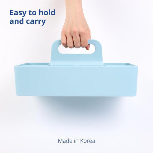 BLUE GINKGO Multipurpose Caddy Organizer - Stackable Plastic Caddy with Handle | Desk, Makeup, Dorm Caddy, Classroom Art Organizers (Made in Korea...