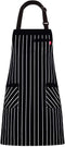 Aprons for Women and Men, Kitchen Chef Apron with 3 Pockets and 40" Long Ties, Adjustable Bib Apron for Cooking, Serving - 32" x 28" - Black/White...