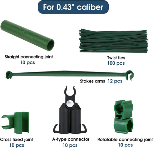 Adjustable Garden Stakes Connectors, Plastic Plant trellis Clips for 0.43 inch Diameter Rods Connecting Joints for Tomato Cage Cucumber Teepee Cli...