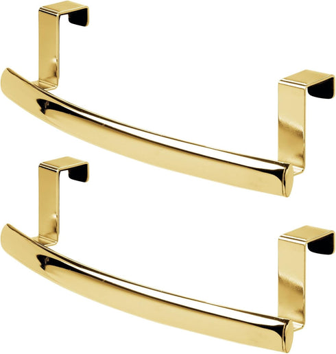 mDesign Steel Over Door Curved Towel Bar Storage, Hanger for Cabinet or Cupboard, Holder Rack for Kitchen, Bathroom - Holds Hand/Dish Towels, Wash...