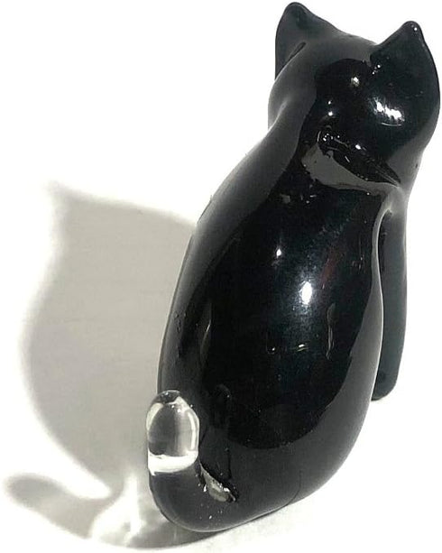 Handmade Mini 1.5" Blown Glass Cat Putitto Figurines Figures Art Dinner Decoration,Collectible Dollhouse Gift Ideas,Miniature Pet Animals,Tiny Orn...