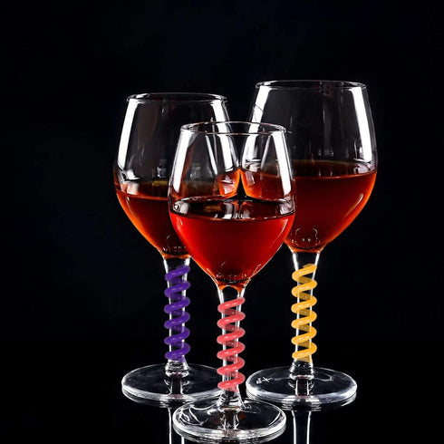Jolbndcv 30 Pcs Silicone Drink Markers Wine Glass Charms Markers Drink Markers for Champagne Flutes Cocktails Martinis Wine Glass 3 Shape...