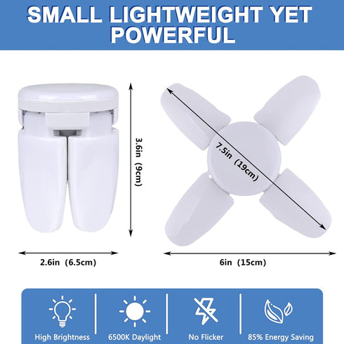 2 Pack Mini 30W Garage Light (150W Equivalent) - 6500K Daylight LED Garage Light, E26 Base Garage LED Light, LED Light Bulb for Basement,Closet,Wo...