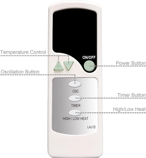 Replacement Remote Control for Lasko 5115 5135 5144 755320 565134 5511 5521 5534 5536 Ceramic Oscillating Tower Fan...