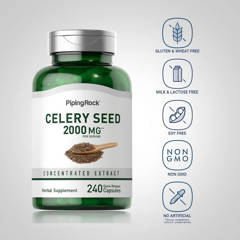 Piping Rock Celery Seed Extract Capsules | 2000mg | 240 Count | Concentrated Herbal Supplement | Non-GMO, Gluten Free...