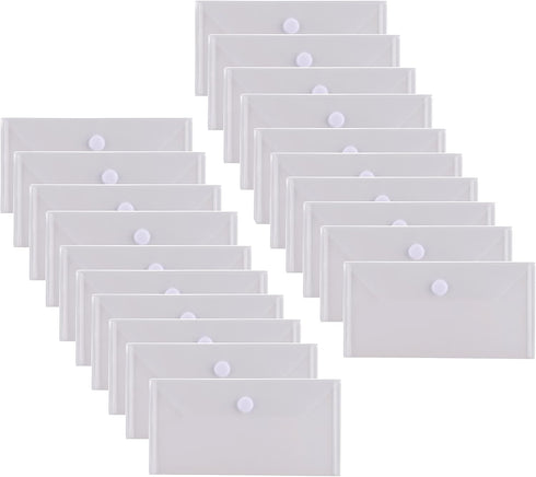 #10 Clear Plastic Envelopes 5 x 10 Money Receipt Bill Storage Holder 20 Pack Hook Loop Closure...