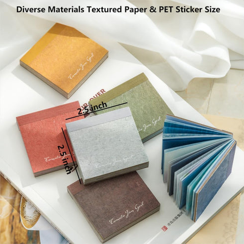 Diuhofart Artistic Scrapbook & Journaling Paper Collection - 6-Pack Diverse Materials Textured Paper & PET Sticker Kit for Scrapbooking, Junk Jour...