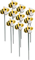 10Pcs Bee Garden Stakes Decor Metal Yard Art Ornaments Front Yard Art Stick Floral Picks Spring Summer Resin Bumble Bees Garden Stakes Outdoor Law...