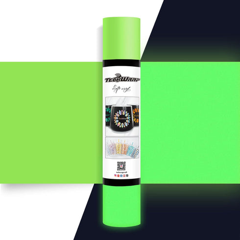 TECKWRAP Glow in Dark Vinyl Matte Adhesive Vinyl for Craft Cutter, Sign Plotter 1ft x 5ft Neon Green Permanent Vinyl, Neon Lime Green...