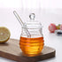 Bee-hive Honey Jar Glass Honeypot, Honey Syrup Dispenser with Dipper and Lid for Home Kitchen...
