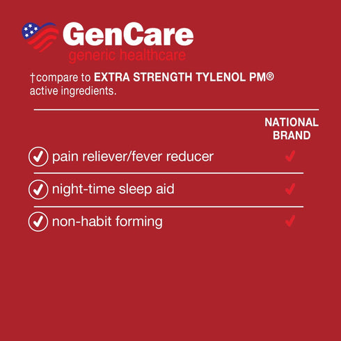 GenCare - Extra Strength Acetaminophen PM 500 mg (375 Tablets) | Value Saving Pain Relief & Sleep Aid for Adults | Works Fast & Non Habit Forming ...
