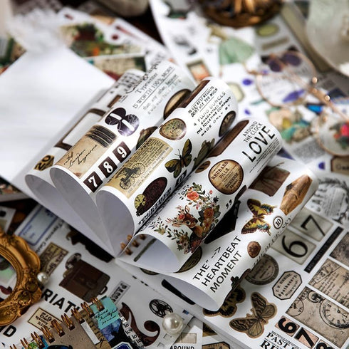 Scrapbook Vintage Stickers, Washi Stickers 500 Pcs Mini Scrapbook Supplies, Junk Journaling Stickers Material Book kit, Aesthetic Decoupage Sticke...