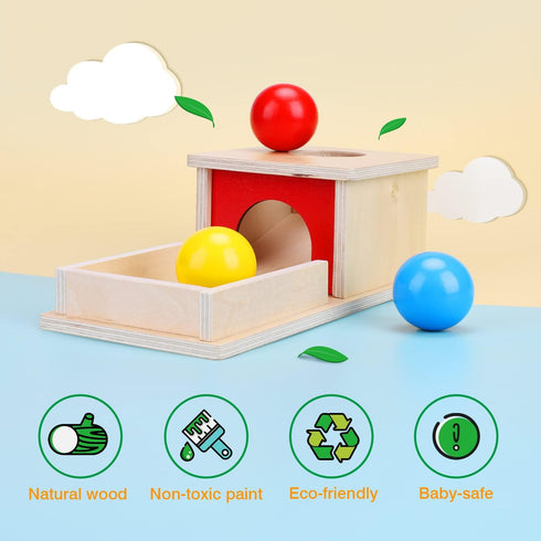 TOY Life Object Permanence Box with Tray and 3 Balls Montesorri Toys 6-12 Months Ball Drop Toy Box Wooden Baby Montessori Toys for Babies 6 to 12 ...
