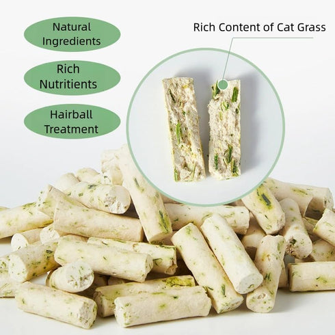 Cat Grass Teething Stick for Cat, Natural Cat Grass Treats for Indoor Cats, Cat Chew Toy for Teeth Cleaning and Hairball Treatment, Goat Milk Stic...