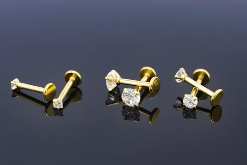 16G Diamond CZ Lip Rings Labret Monroe Nose Tragus Helix Ear Piercing Jewelry Surgical Stainless Steel 2/3/4mm CZ 8mm Bar Length 3 Pairs Set...