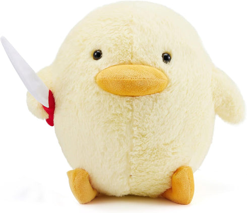 11'' Cute Duck with Knife Plush,Duck Stuffed Animals Soft Toys Yellow Duckling Duckie Plushies Throw Pillow Funny Cuddly Gifts for Kids Boys Girls...