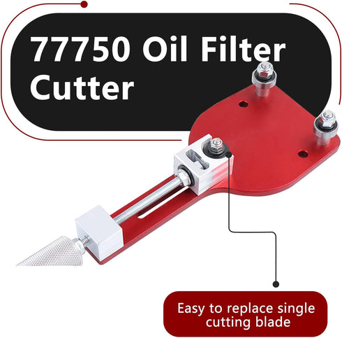 77750 Oil Filter Cutter Oil Filter Cutting Replace Tool for Filter Cutting Range 2 3/8"-5" Red...