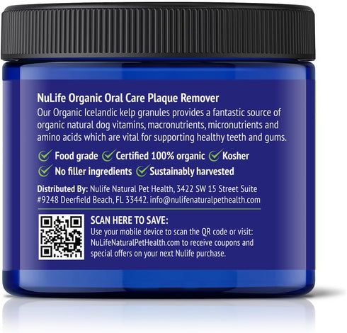 Dog Teeth Cleaning Powder, Dog Plaque and Tartar Remover, Bad Breath Treatment for Dogs with USDA Organic Sea Kelp Powder, Dog Dental Care Made Ea...
