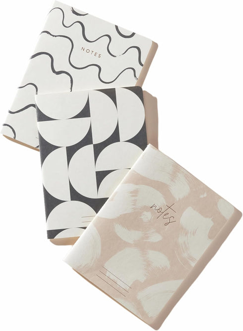 DesignWorks Ink Set Of 3 Coordinate Saddle Stitched Flex Notebooks, 6" X 8", Naturals...