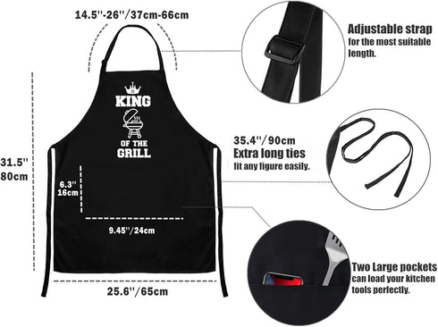 Funny Aprons for Couple, His and Hers Aprons Set, Kitchen Aprons with 2 Pockets for Cooking Grilling Baking, Anniversary Wedding Bridal Shower Bir...