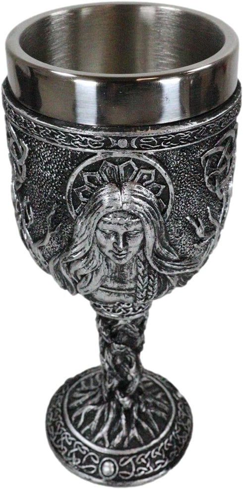 Ebros Celestial Celtic Triple Goddess Maiden Mother Crone Pagan Wiccan Wine Drink Goblet Chalice Figurine Wicca Occult Decor Home Kitchen And Dini...
