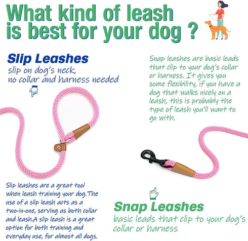 lynxking Dog Leash Slip Lead 5 6 8 FT Dog Training Leash Strong Heavy Duty Braided No Pull Training Lead Leashes for Small Medium Large Dogs...