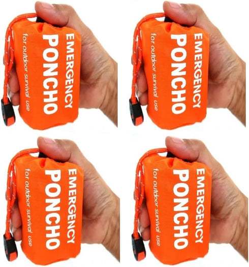 Galaxy Thermal Mylar Emergency Ponchos Raincoat Blanket Reversible Survival Gear for Sport Outdoor Camping Hiking Traveling with Whistle 4 Packs...