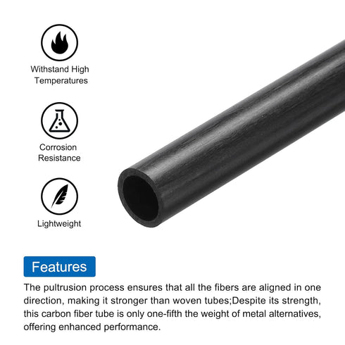 uxcell 2Pcs Carbon Fiber Tube 6 x 8 x 500mm Pultruded Carbon Fiber Tubing for RC Airplane Kite Wing Tube Quadcopter Arm...