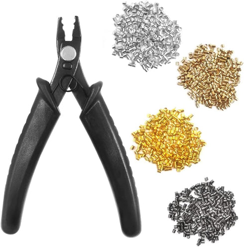 Bead Crimping Pliers and Tube Crimp Beads, lyfLux 1000 Pieces Jewelry Crimp Beads with Jewelry Bead Crimping Pliers for Jewelry Beading Making Sup...