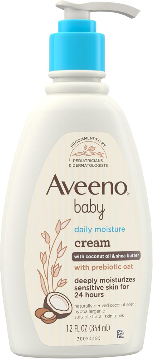 Aveeno Baby Daily Moisturizing Cream with Prebiotic Oat, Hypoallergenic Baby Lotion with Coconut Oil & Shea Butter Moisturizes Sensitive Skin for ...