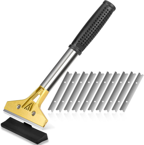 Razor Blade Scraper, 4 inch Scraper Tool with 10PCS Extra Metal Blades, Large Cleaning Razor Scraper, Floor Scraper, Glass Stove top Scraper, Wind...