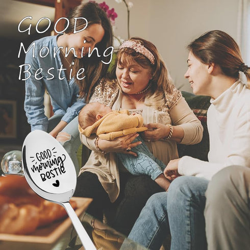 Best friend Bestie Gifts for Women Girls Good Morning Bestie Spoon for BFF Coffee Tea Lover Spoons for Bestie Best Friends Christmas Birthday Grad...
