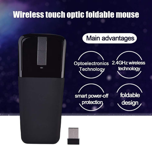 Foldable Wireless Touch Mouse, Arc Touch Mouse Mice with 143 Receiver for PC Laptop Smart TV, Stylish Appearance(Black)...