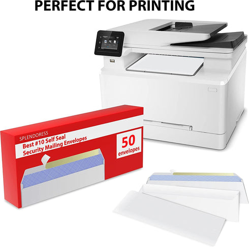 50 Mailing Envelopes, Self Seal Letter Size, 10 White Windowless Security Tinted Envelope, 4-1/8 x 9-1/2 Inches, Quality 24 LB...