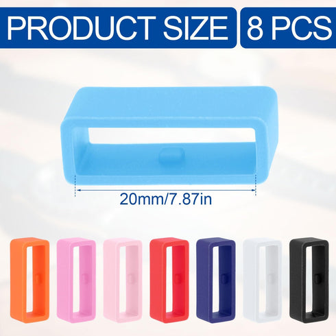 8pcs 0.79 Inch Watch Strap Holder Loop, Silicone Watch Band Keeper Multi Colors Holder Loops Watch Band Loop Watch Fastener Rings for Smartwatch B...