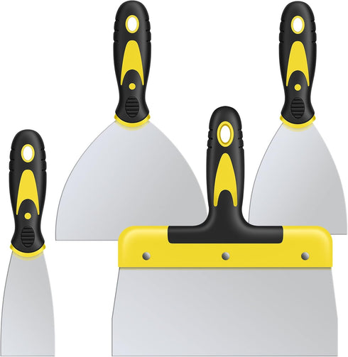 DEKEones Putty Knife Set, 4PCS Stainless Steel Scraper Paint Tool with Comfortable Grip for Drywall Repair, Wallpaper Removal and Plaster Scraping...