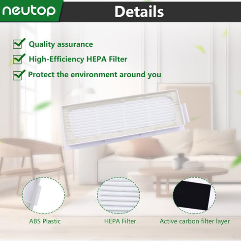 Neutop Replacement Filter Sets Parts Compatible with Ecovacs Deebot T20 OMNI, T20, T20 Max, T20 Pro, Robot Vacuum Accessories, 12-Pack....