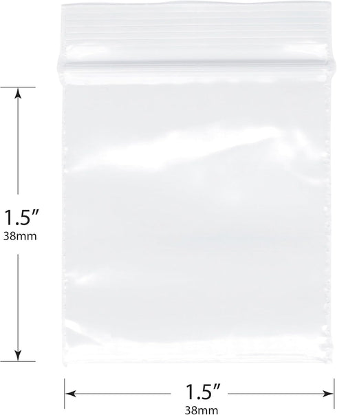 Plymor 1.5" x 1.5" (Case of 1,000), 2 Mil Zipper Reclosable Plastic Bags...