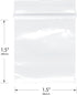 Plymor 1.5" x 1.5" (Case of 1,000), 2 Mil Zipper Reclosable Plastic Bags...