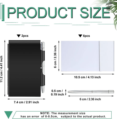 Zonon 8 Pieces Metal Pocket Notebook Aluminum Notepad with Pen and Refillable Paper Flip Notepad Mini Notepad Holder Travel Notepad with Pen Holde...